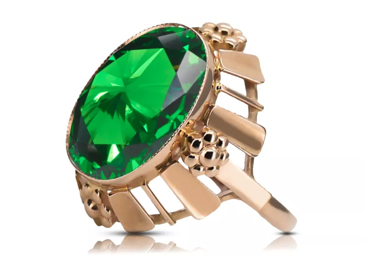 Vintage craft Ring Emerald Original Vintage 14K Rose Gold vrc043r